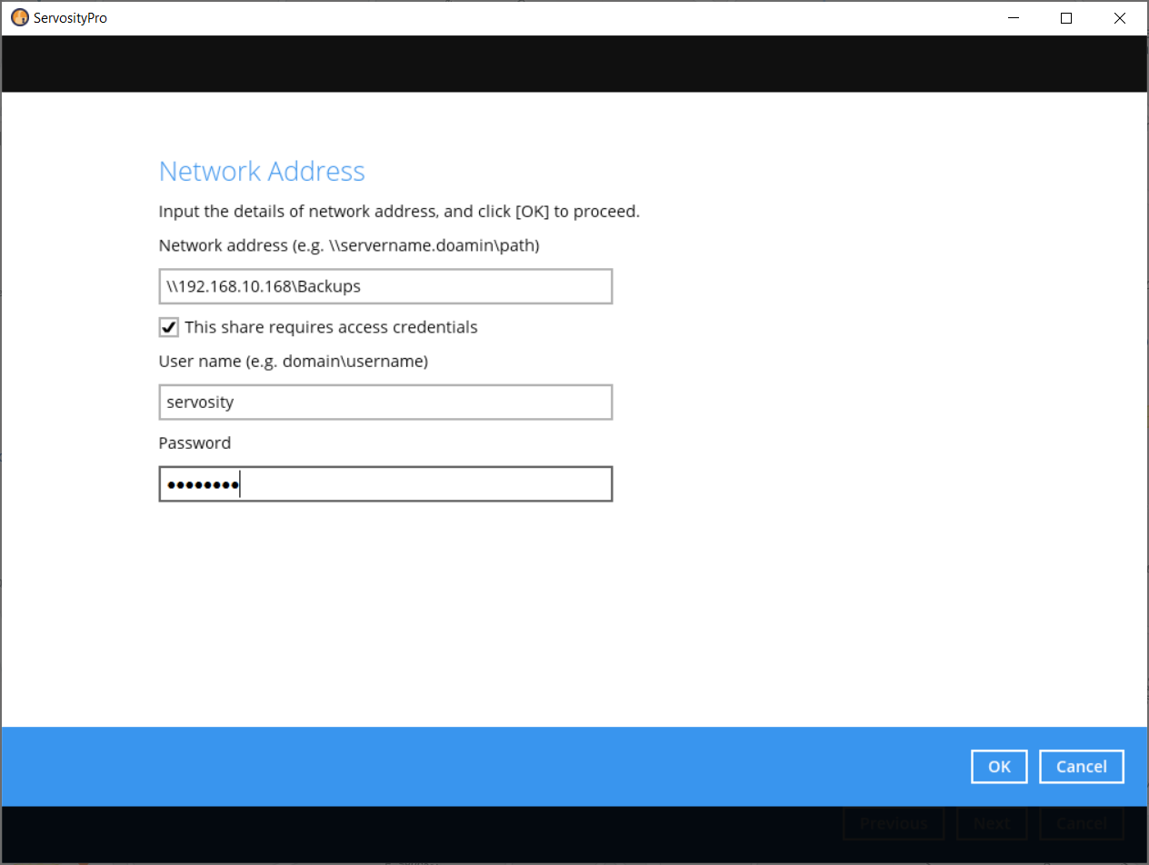 How to backup folders across a network / UNC path with Servosity (Classic)